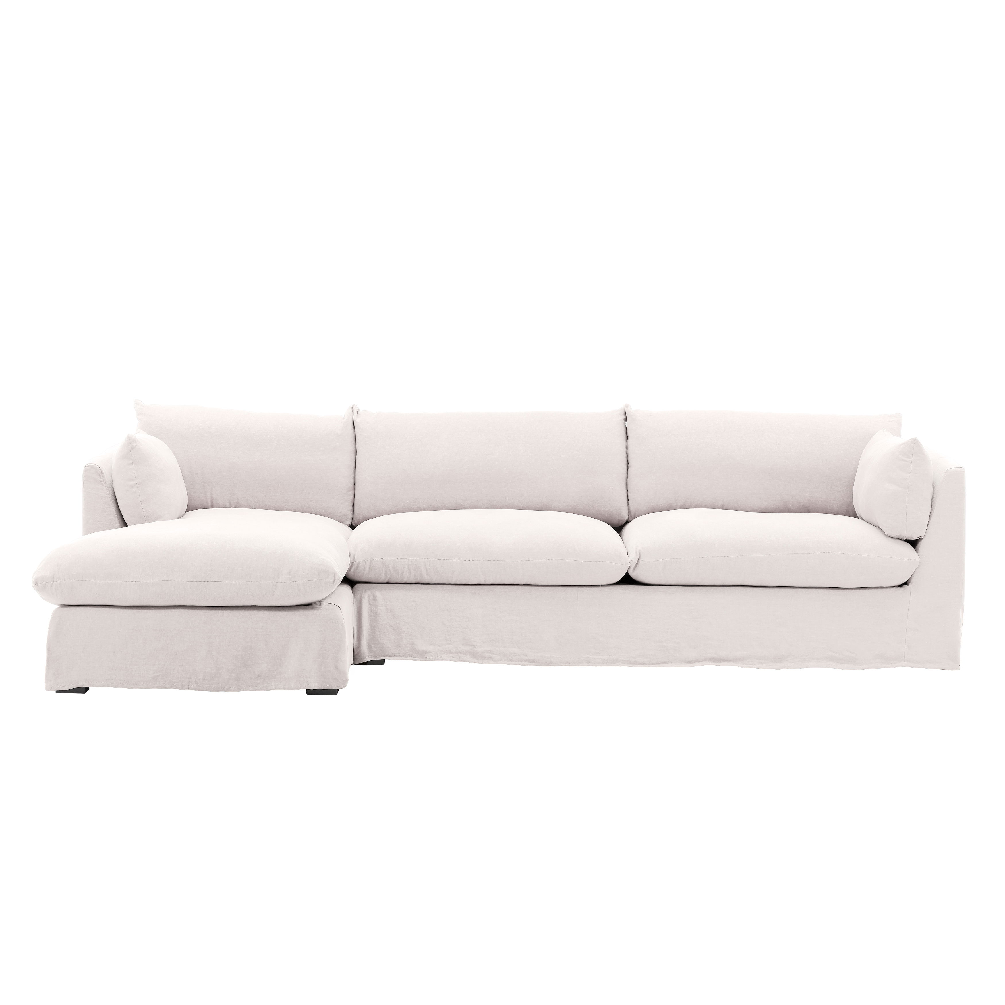 Otis 2 Piece Chaise Sectional Slipcover LAF Natural, Sofas & Sectional by Dovetail, 123" width x 28.3" height x 63" depth