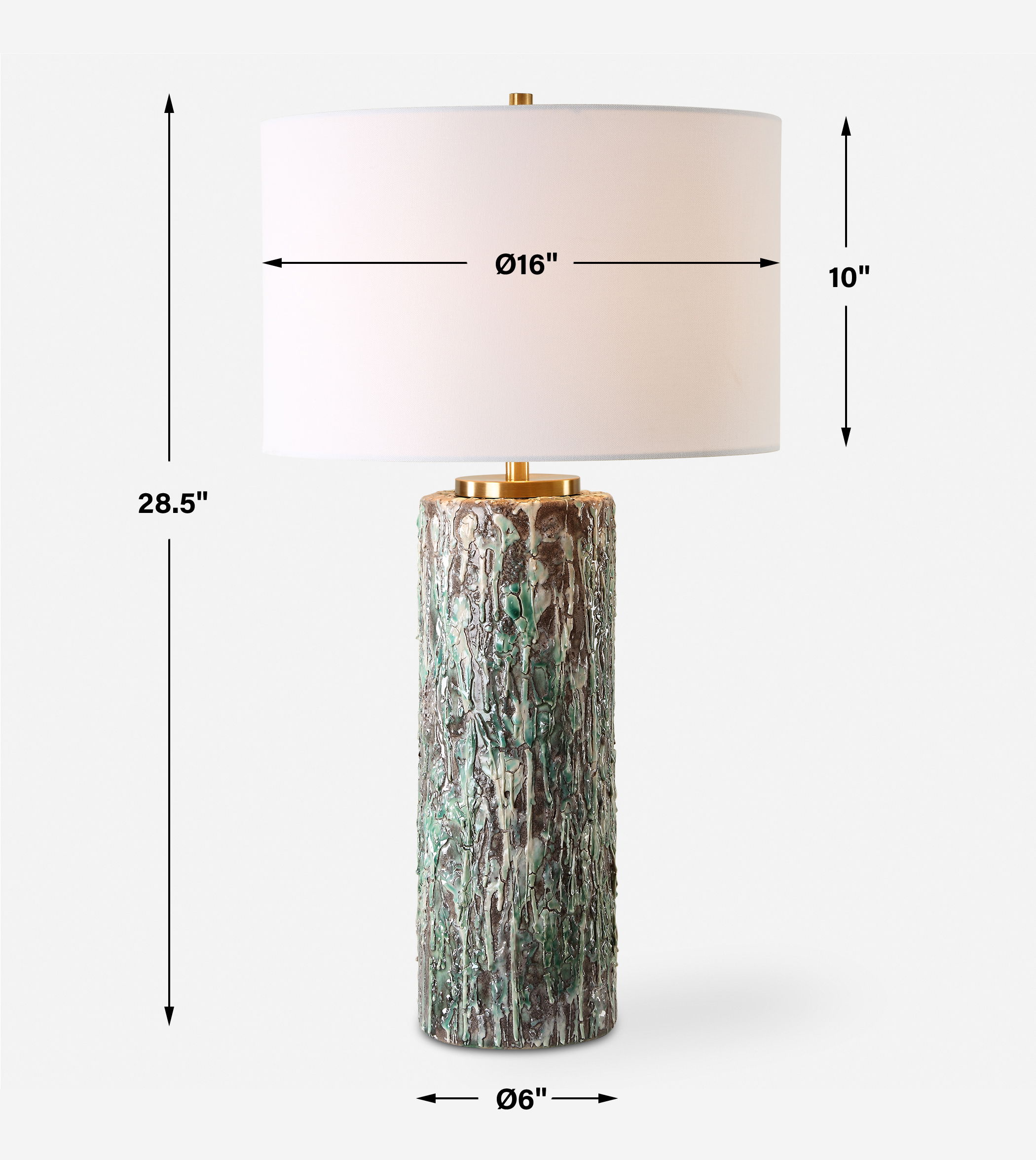 Meltdown Ivory Teal Table Lamp, by Uttermost, 16" width x 28.5" height x 16" depth View 3