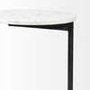 Ballatine II 15L x 15W x 27L White Marble Round Top White with Black Metal Base Accent Table thumbnail 7