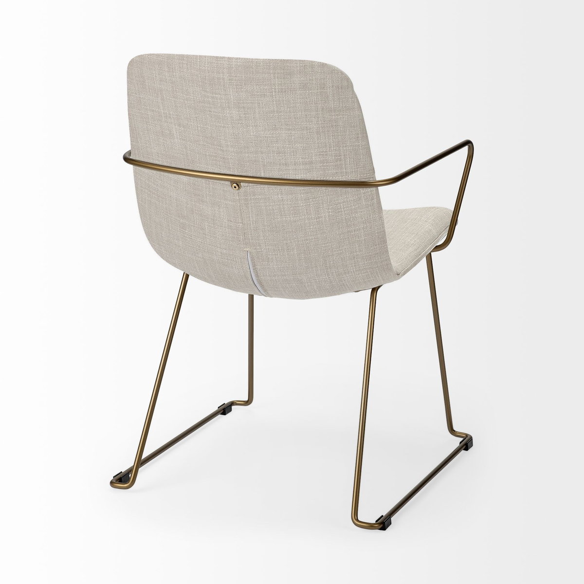 Sawyer Solid Back Dining Arm Chair | Beige Fabric with Gold Metal, Dining Chair by Mercana, 22.44" length x 24.8" width x 34.65" height View 8