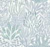 Coral Leaves Blue & Aqua Wallpaper, by York Wall, 27' length x 2'3" width x 0.02" depth thumbnail 1