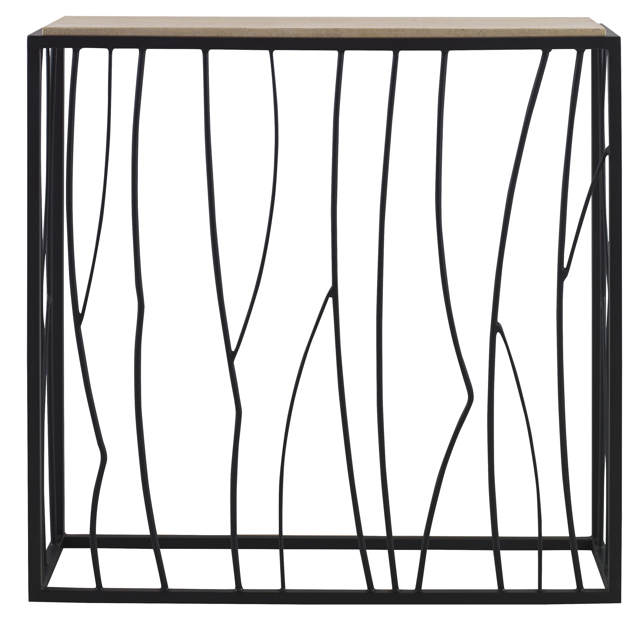 Reed Travertine Console Table, Furniture by Uttermost, 36" width x 35" height x 12" depth View 1