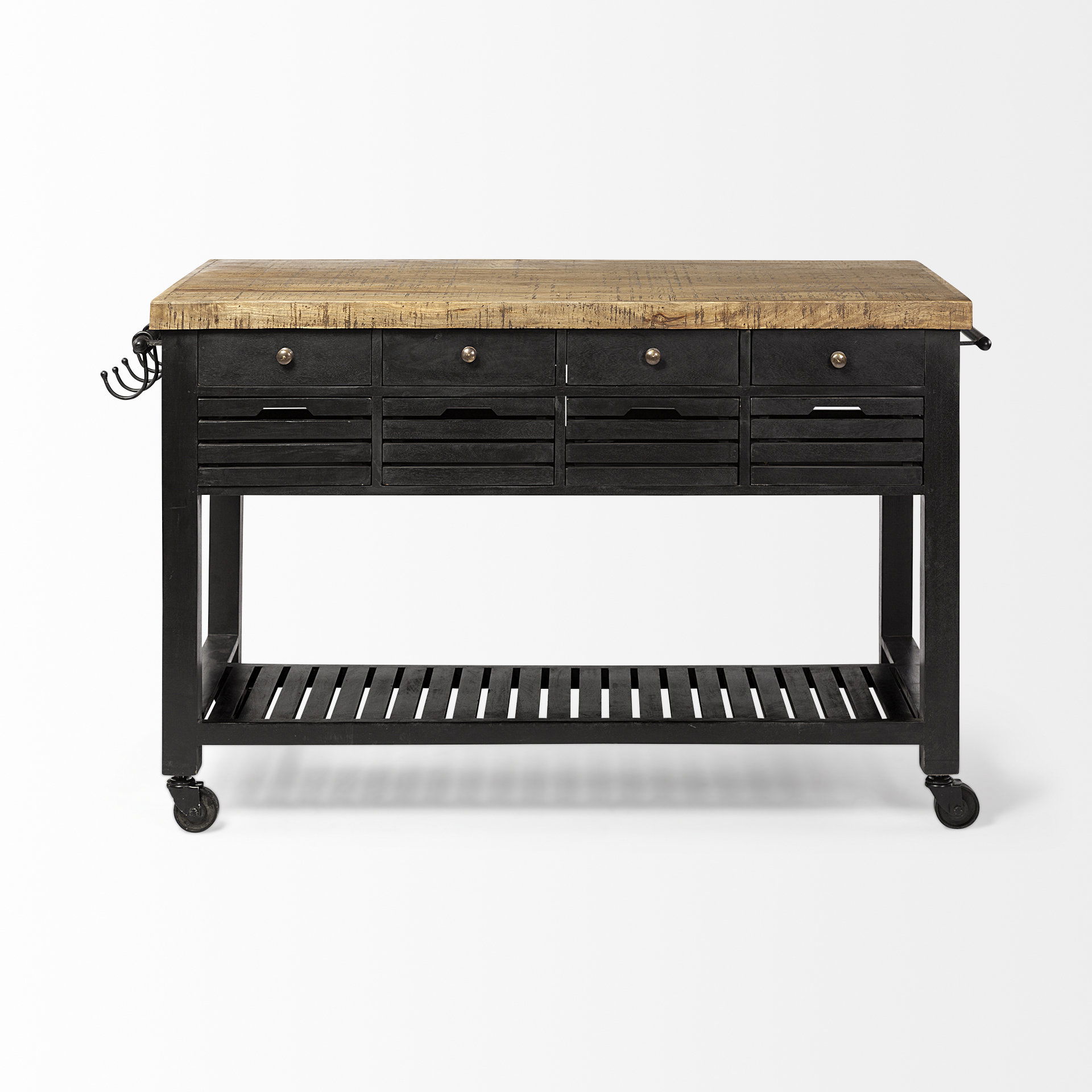 Columbia 62L x 28W x 36H Black Wooden Kitchen Island, by Mercana, 62" length x 28" width x 36" height View 3