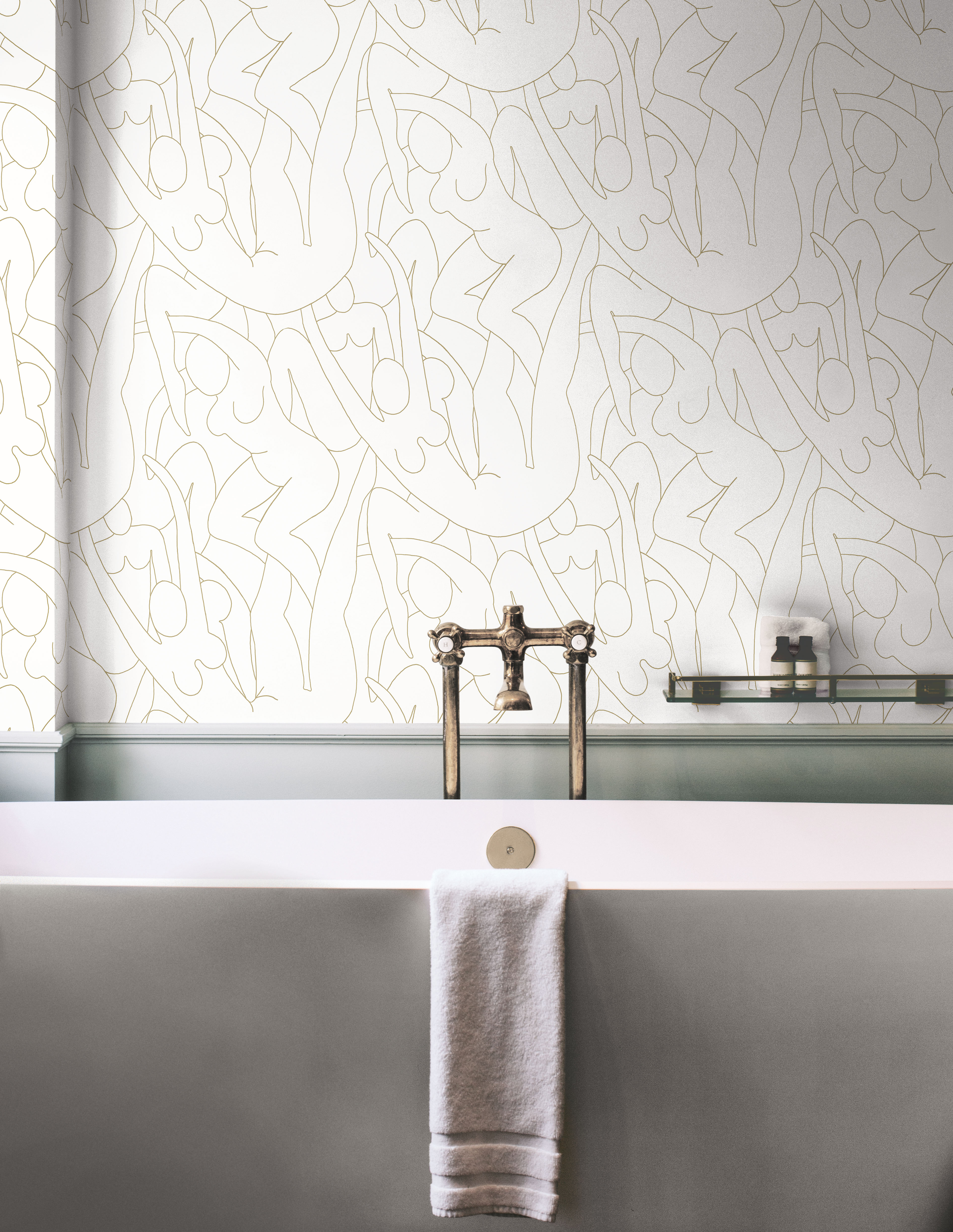 Head over Heels Gold Metallic Peel & Stick Wallpaper large image 