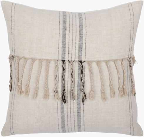 Linen Stripe Embellished Accent Pillow