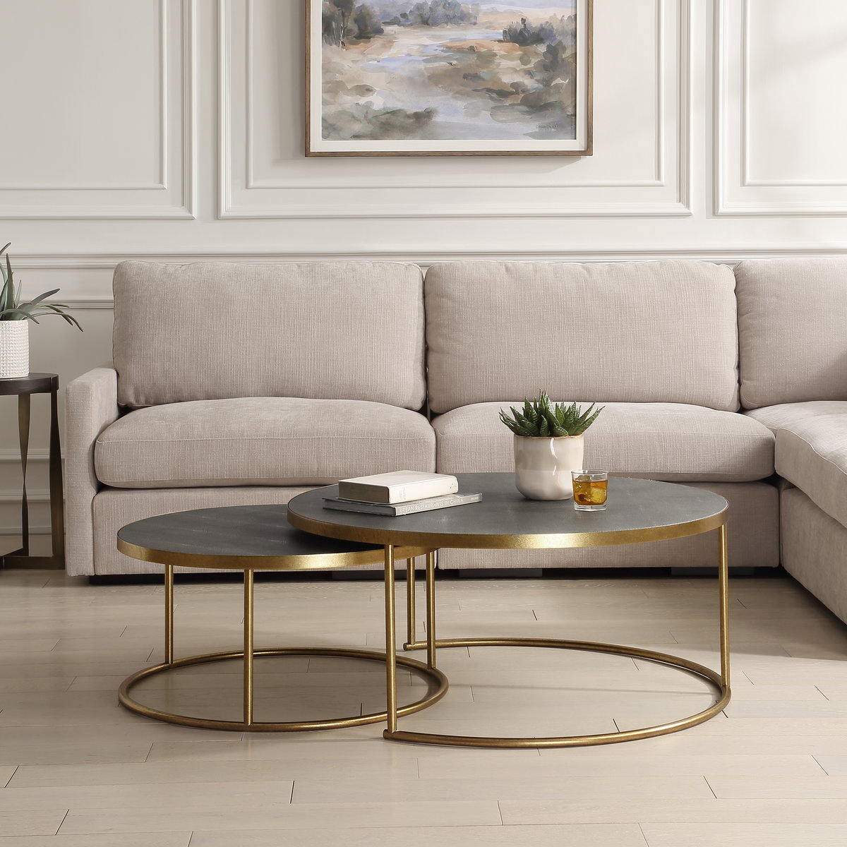 Aragon Gray Nesting Coffee Tables Set/2, by Uttermost, 40" width x 17.5" height x 40" depth View 2