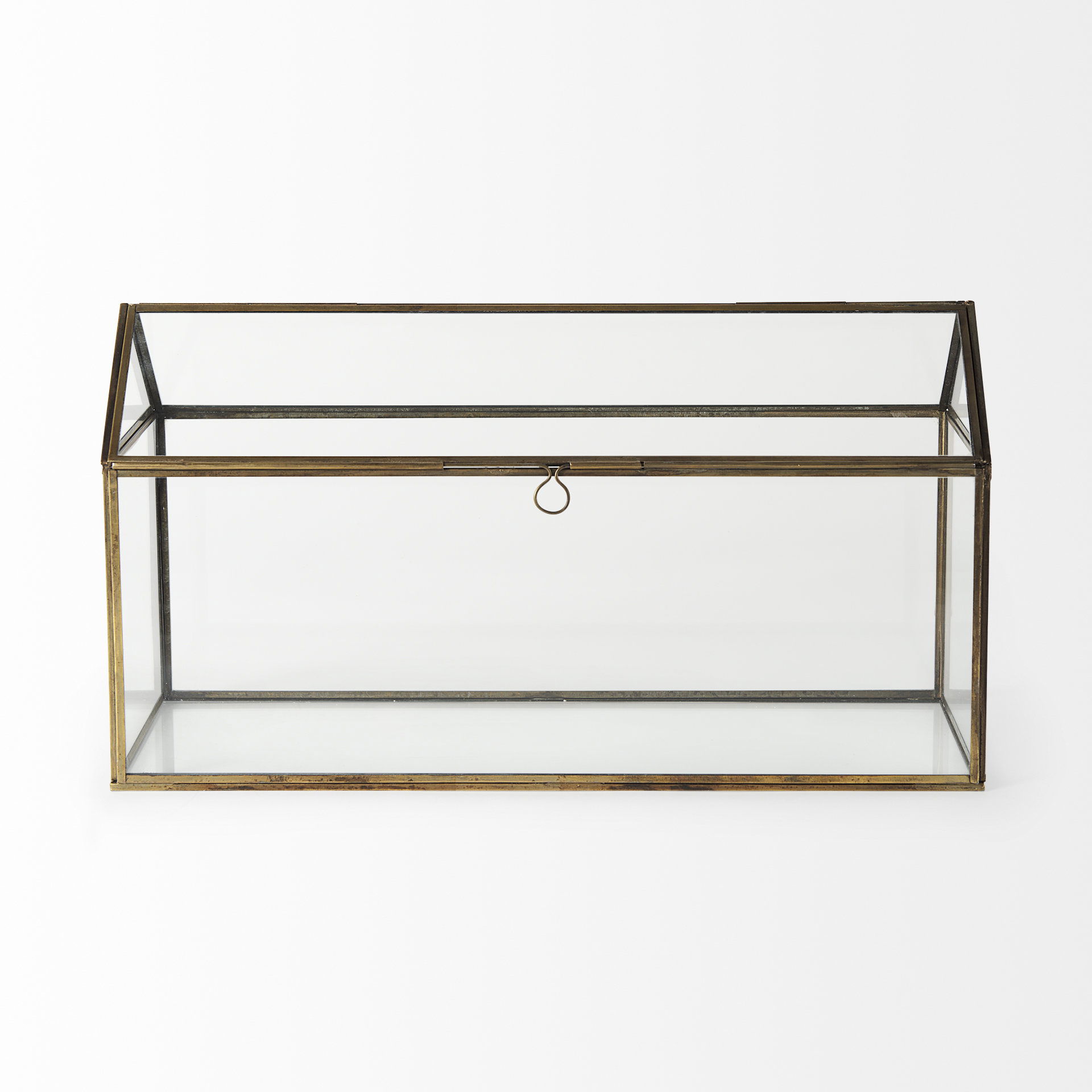 Hutt 16L x 6W x 9H Gold Glass Terrarium Box, Boxe by Mercana, 16.14" length x 5.91" width x 9.06" height View 2