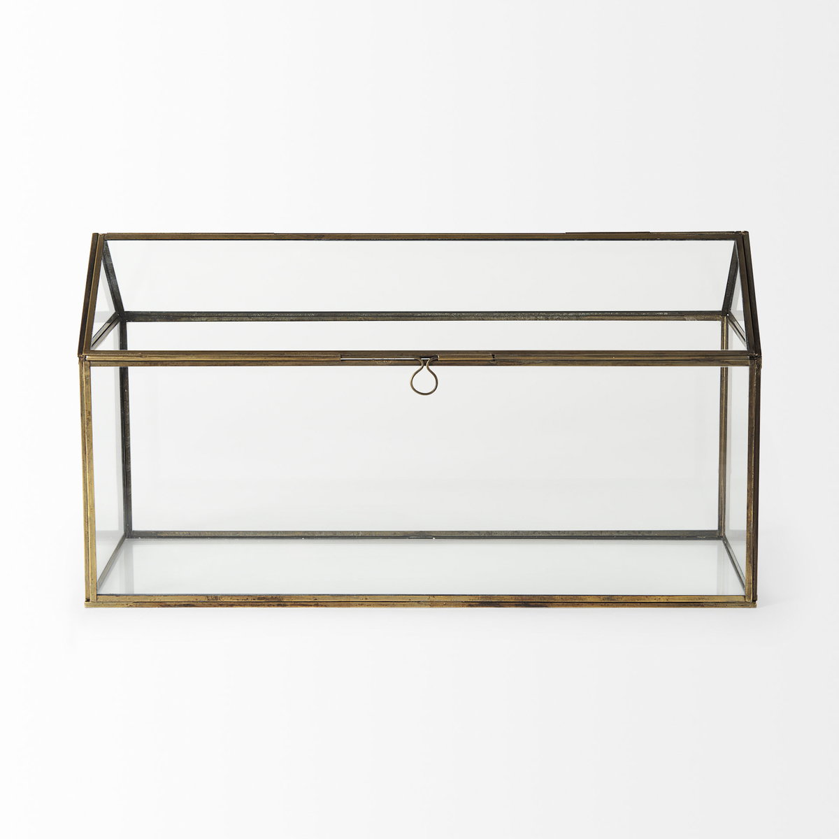 Hutt 16L x 6W x 9H Gold Glass Terrarium Box, Boxe by Mercana, 16.14" length x 5.91" width x 9.06" height View 2
