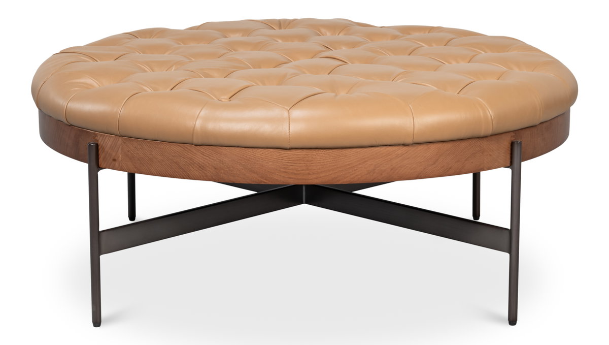 Corbet Cocktail Ottoman  Caramel Brown, by Sarreid, 3'3" length x 3'3" width x 1'4" height View 1