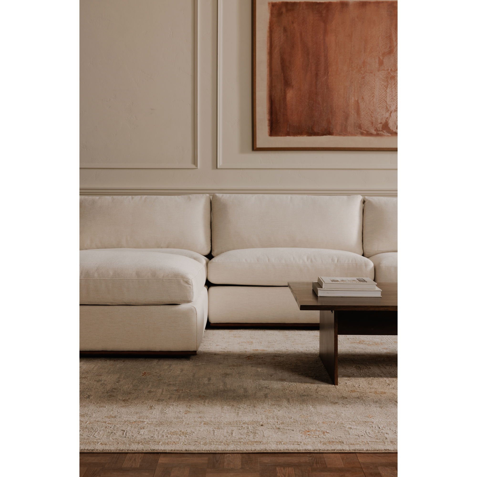 Rue Lounge Modular Sectional Off White, Sectional Sofa by Moe's Home, 136.2" width x 23.6" height x 81.8" depth View 7