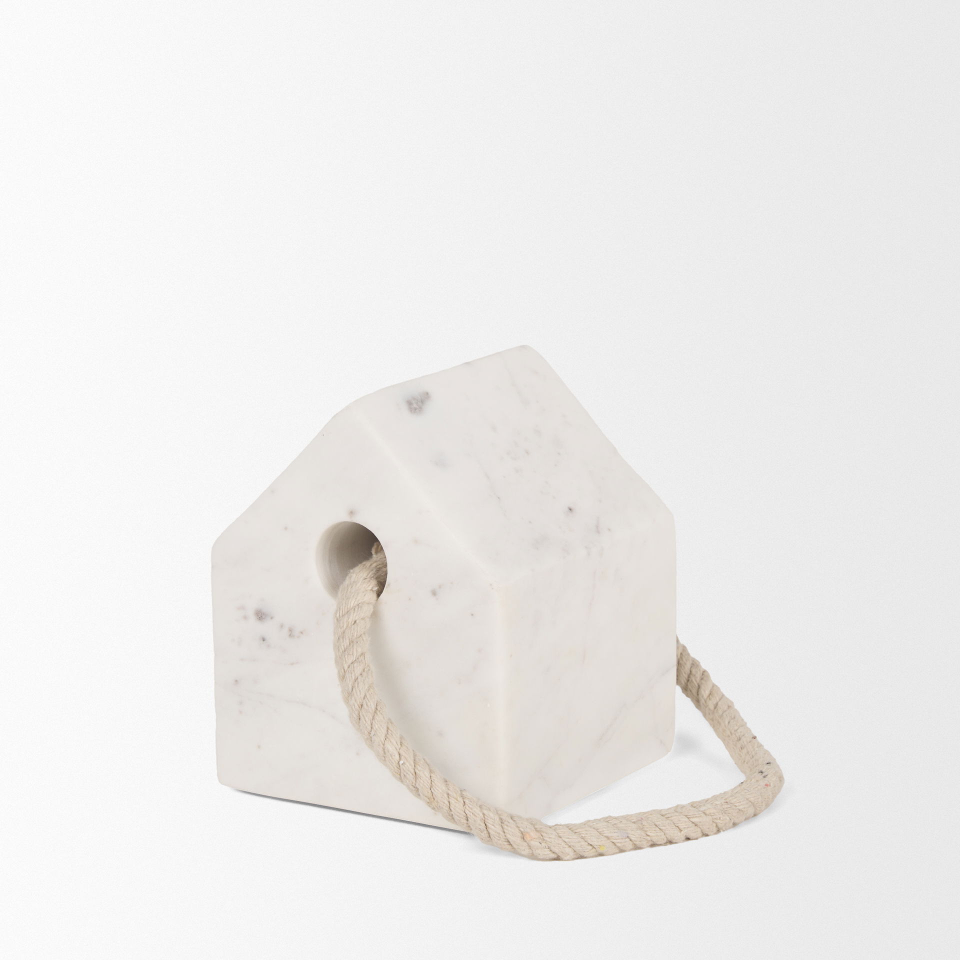 Raena White Marble House Door Stopper large image 