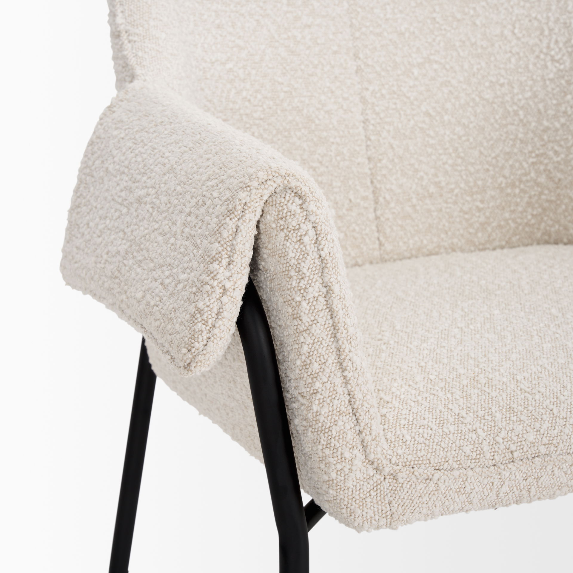 Brently Accent Chair with Cream Boucle Fabric & Matte Black Metal Legs large image 
