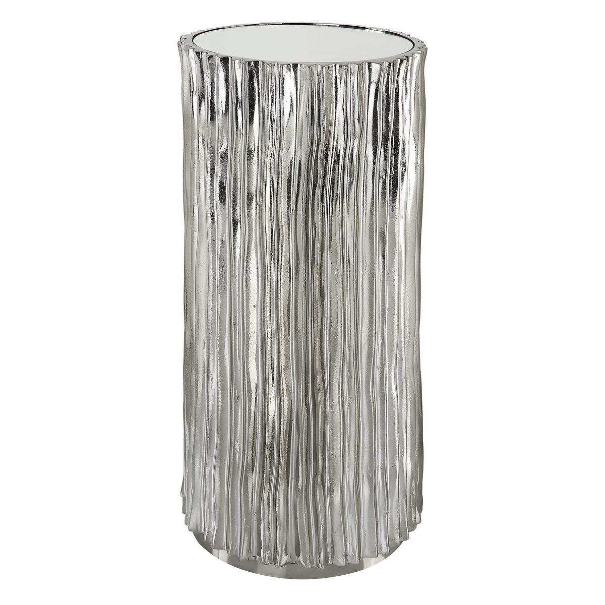 Echo Modern Nickel Drink Table, Side & End Table by Uttermost, 10.5" width x 22.75" height x 10.5" depth View 1