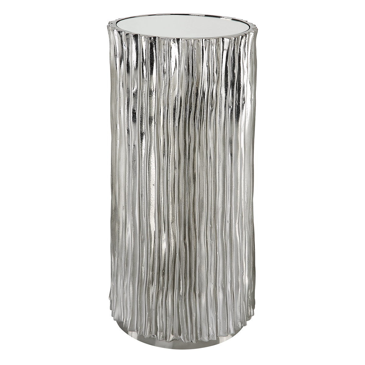 Echo Modern Nickel Drink Table, Side & End Table by Uttermost, 10.5" width x 22.75" height x 10.5" depth View 1