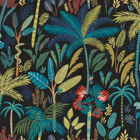 Tropical Eden Blue Peel & Stick Wallpaper