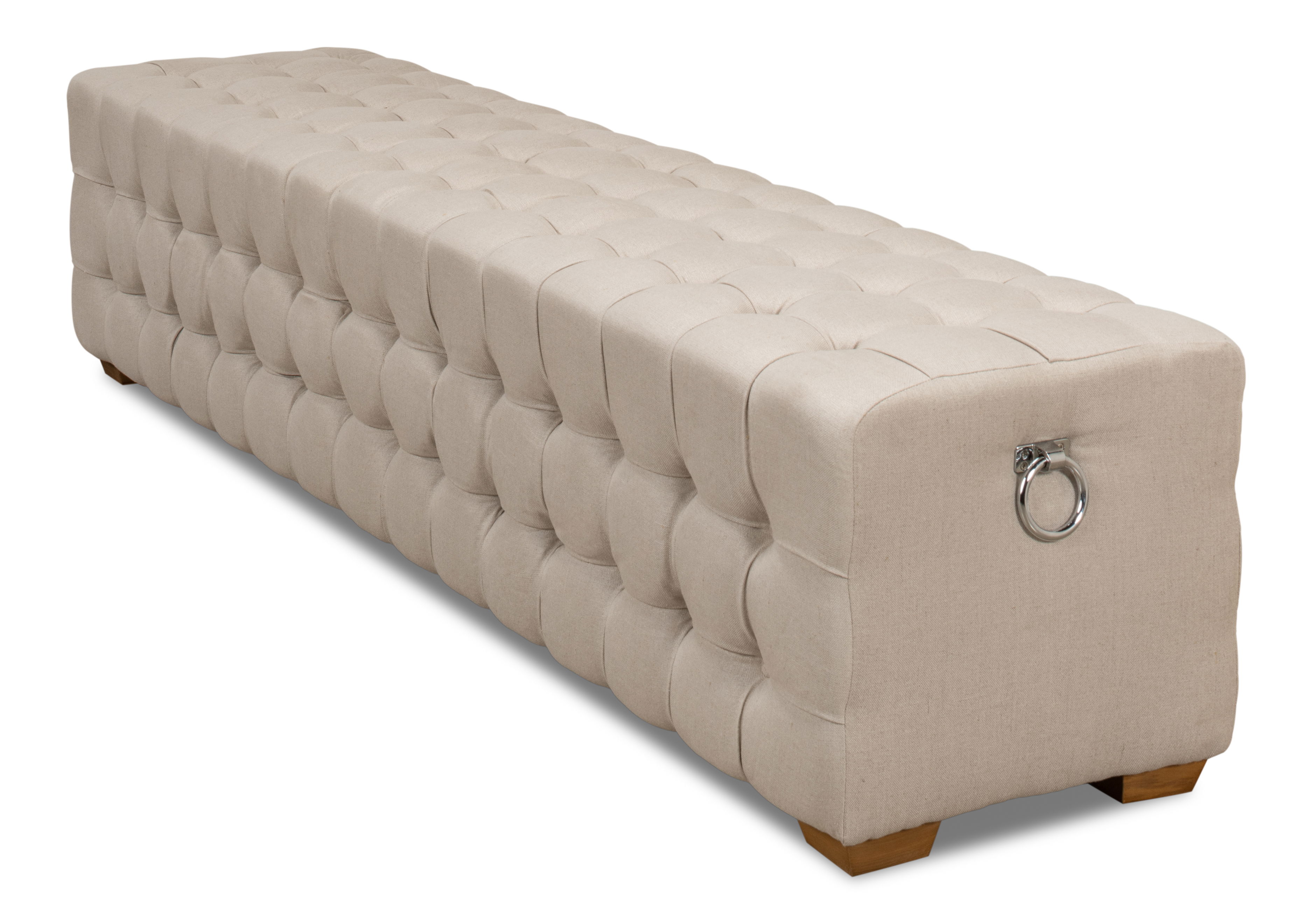 Beam Bench, Tufted Beige Linen large image 