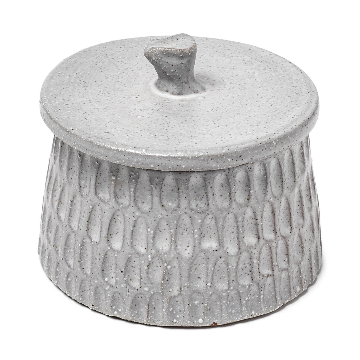 Azul (Large) 5L x 5W Gray Ceramic Detailed Decorative Box, Boxe by Mercana, 5.12" length x 5.12" width x 4.92" height View 1