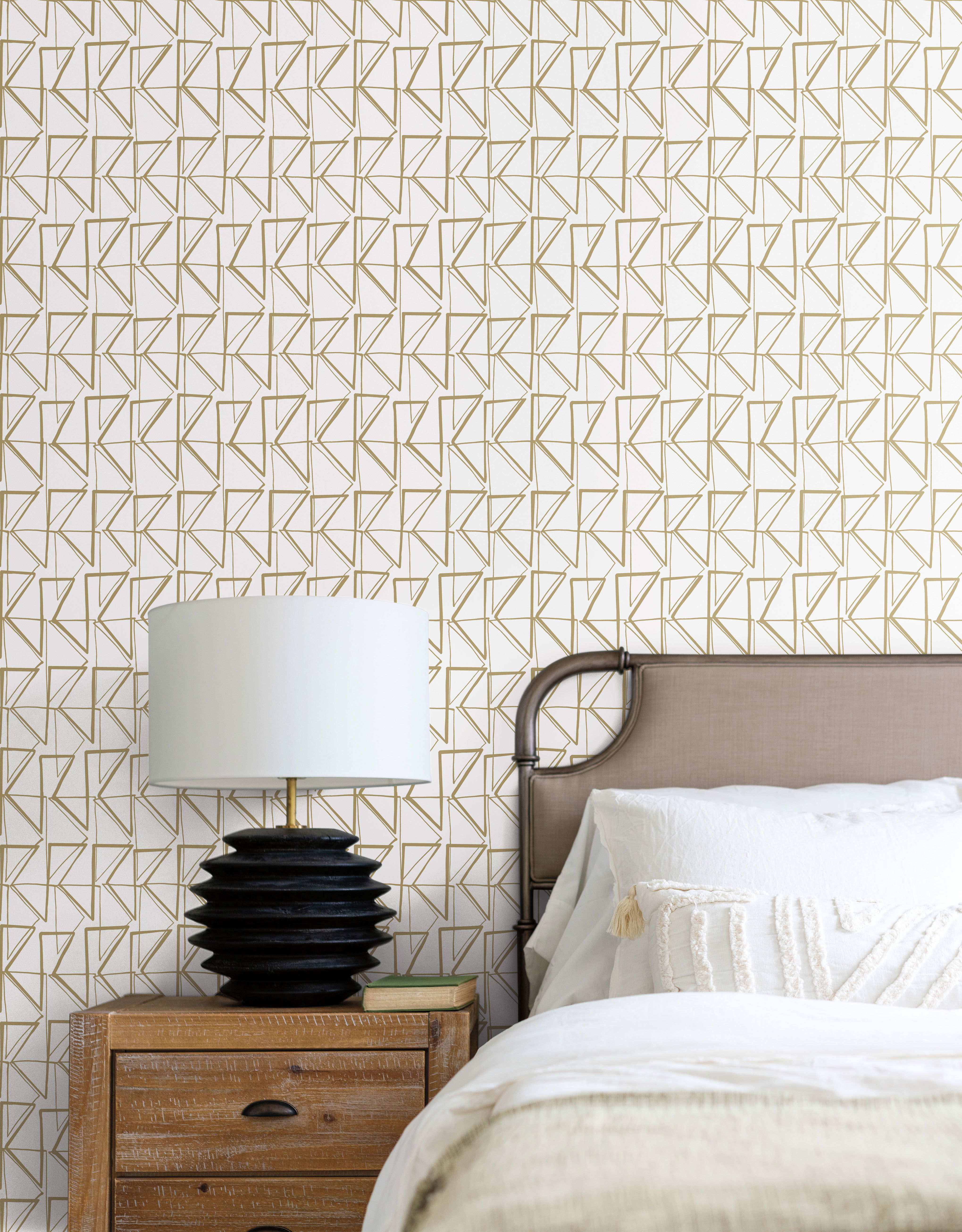 Love Triangles Gold Metallic Peel & Stick Wallpaper large image 