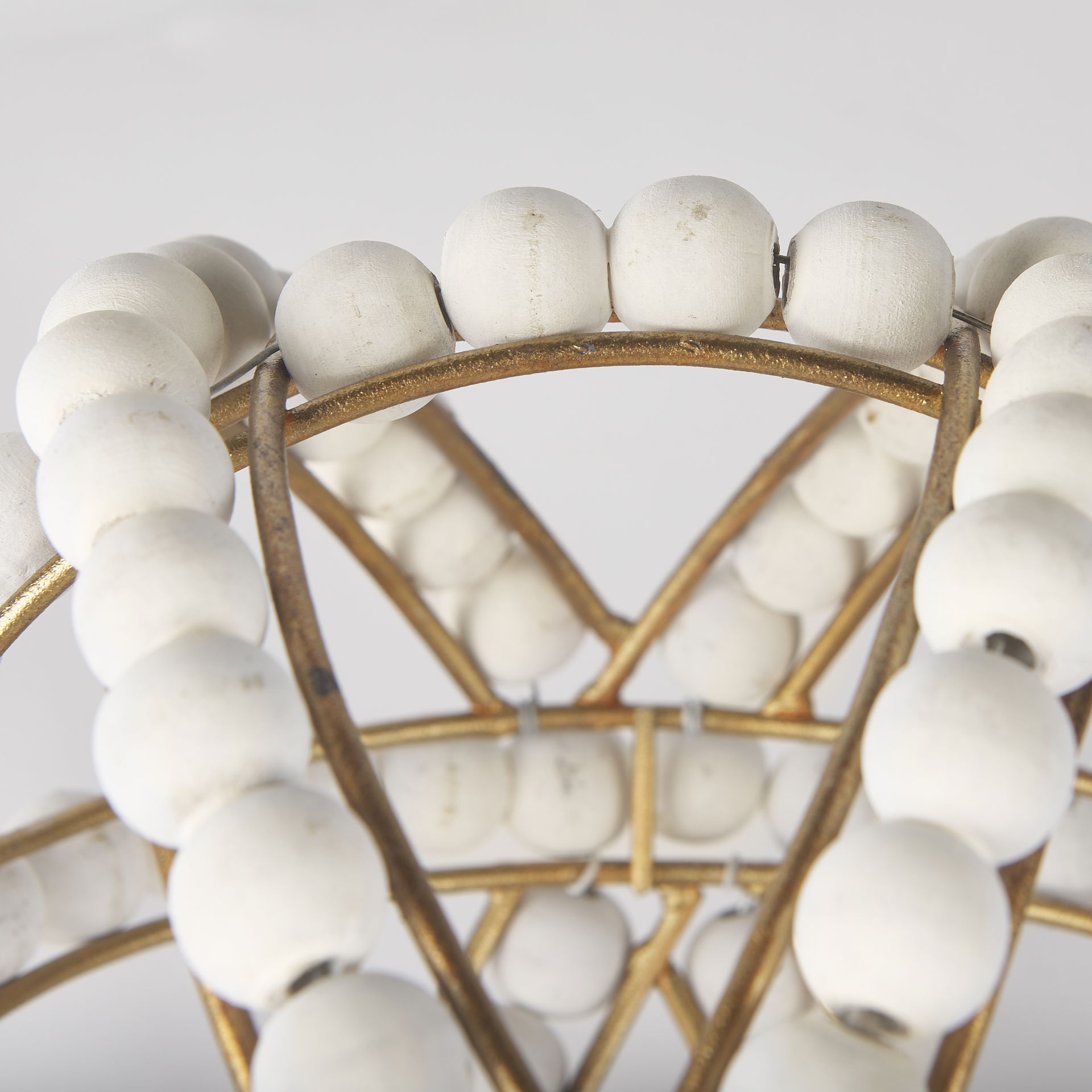 Espanlade I Small 9L x 9W White Wooden Beaded Orb, Decorative Object by Mercana, 8.66" length x 8.66" width x 8.86" height View 6