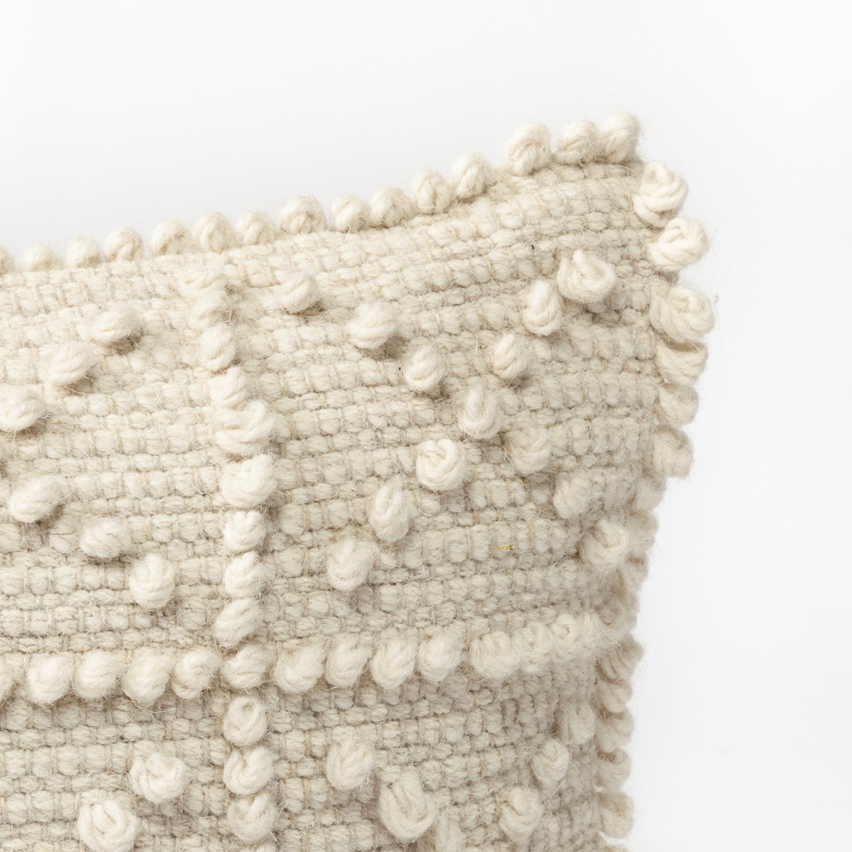 Leroy 18x18 Cream Raised Pattern Detail Pillow Cover, Decorative Pillow by Mercana, 18" length x 18" width x 0.1" height View 6