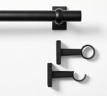 Online Designer Combined Living/Dining Contract Grade Matte Black Curtain Rod, Medium, 1.25" diam.