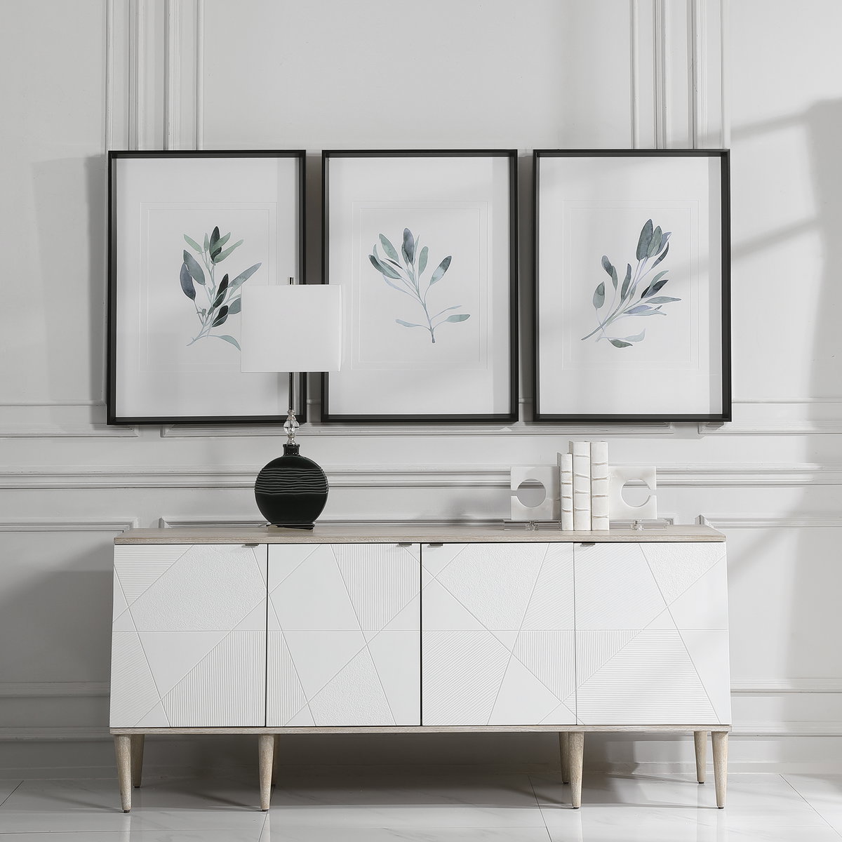 Simple Sage Watercolor Prints Set/3, Painting by Uttermost, 25.5" width x 36.5" height x 2" depth View 2