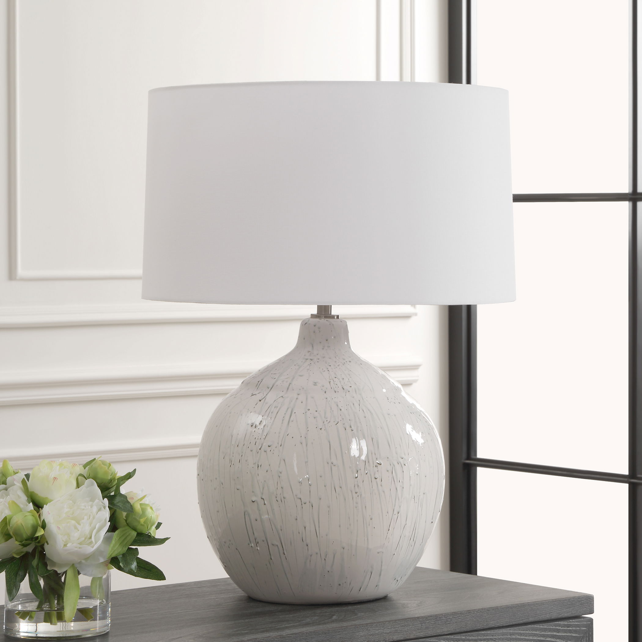 Dribble White Glaze Table Lamp large image 