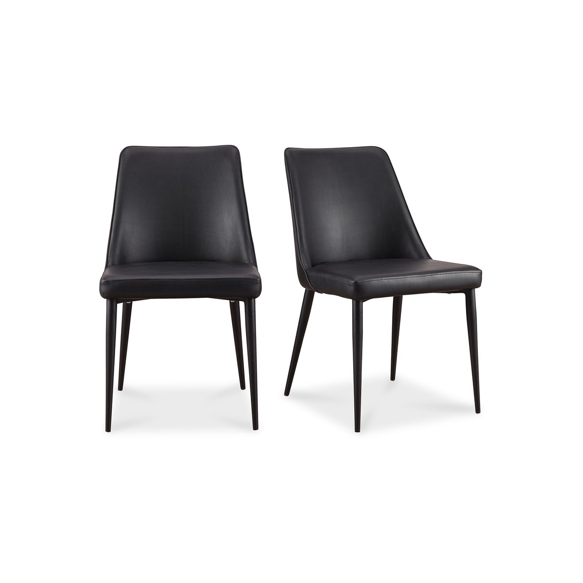 Lula Dining Chair Black Vegan Leather - Set Of Two, by Moe's Home, 18" width x 31.9" height x 23.4" depth View 2