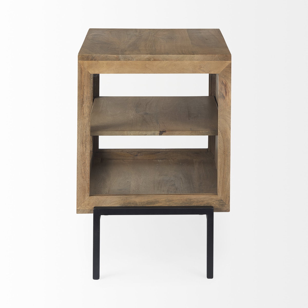 Arelius 20L x 18W x 26H Light Brown Wood with Black Metal Frame End/Side Table, Side & End Table by Mercana, 20" length x 18.75" width x 26" height View 8