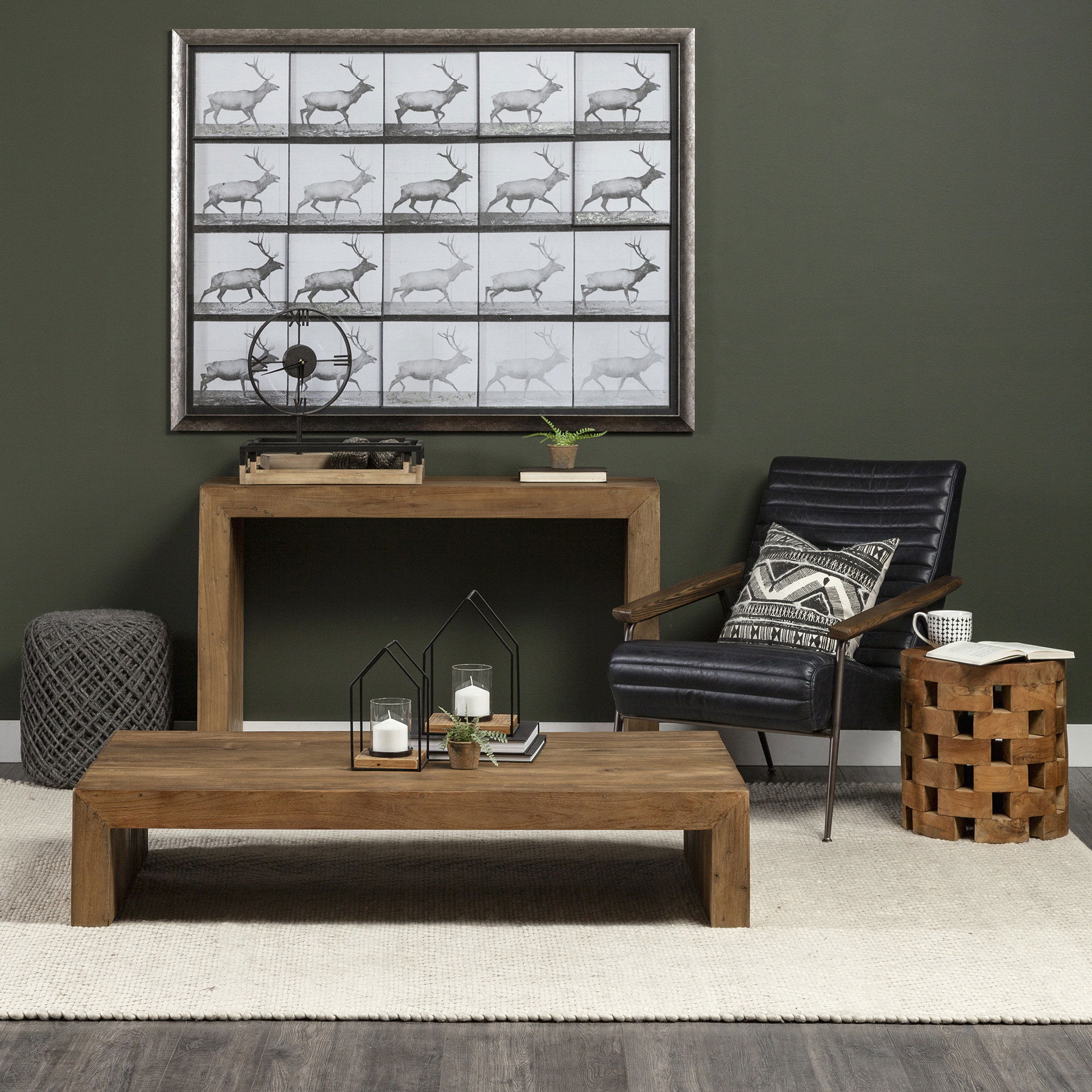 Allium Dark Gray Handwoven Wool Cylindrical Pouf, Ottoman by Mercana, 15.75" length x 15.75" width x 17.75" height View 5