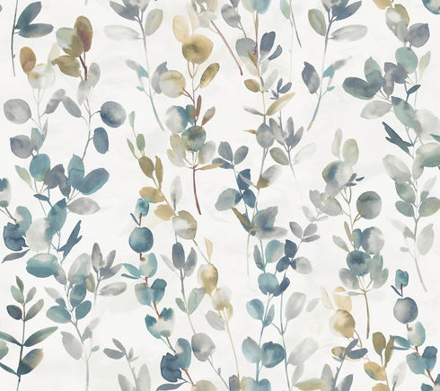 Joyful Eucalyptus Navy Peel & Stick Wallpaper