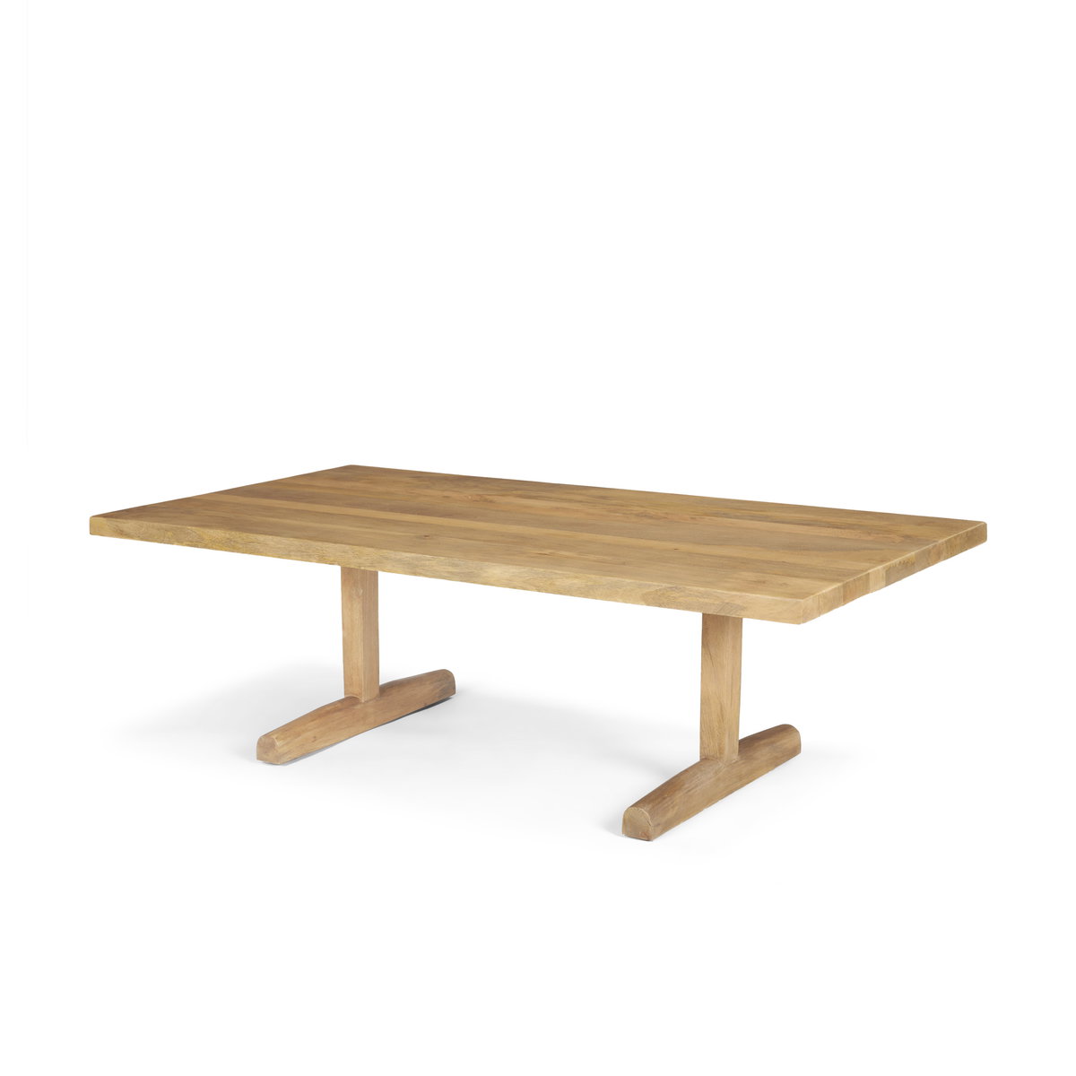 Viktor 55'L Light Brown Solid Wood Coffee Table, by Mercana, 55" length x 30" width x 17" height View 1