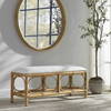 Laguna White Fabric Rattan Bench, Benche by Uttermost, 48" width x 20.5" height x 16" depth thumbnail 2