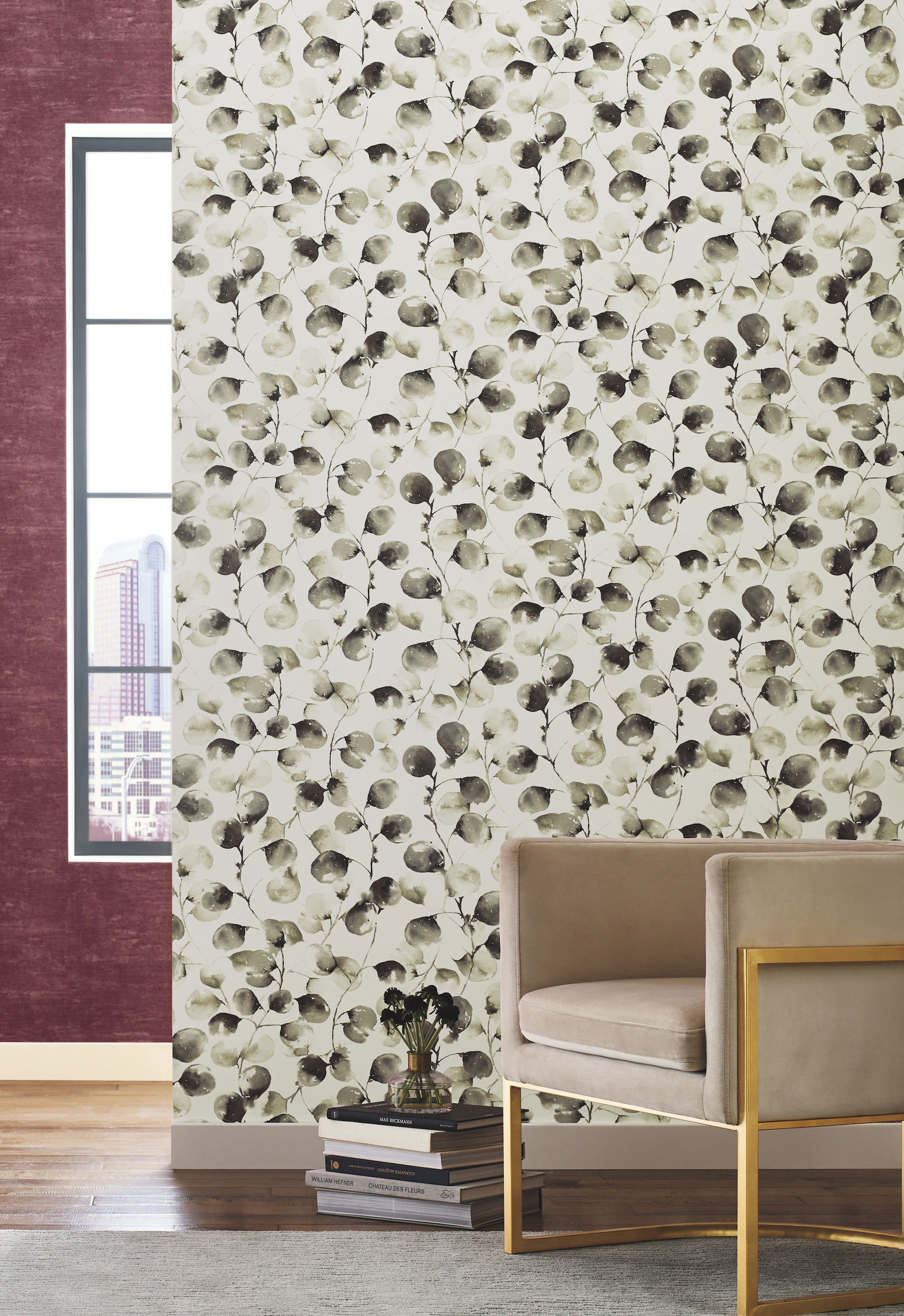 Eucalyptus Trail Black & Caramel Wallpaper large image 