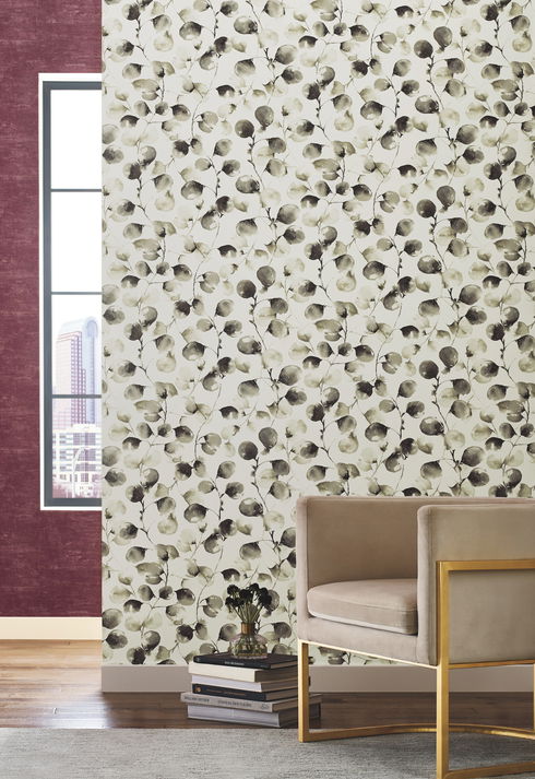 Eucalyptus Trail Black & Caramel Wallpaper