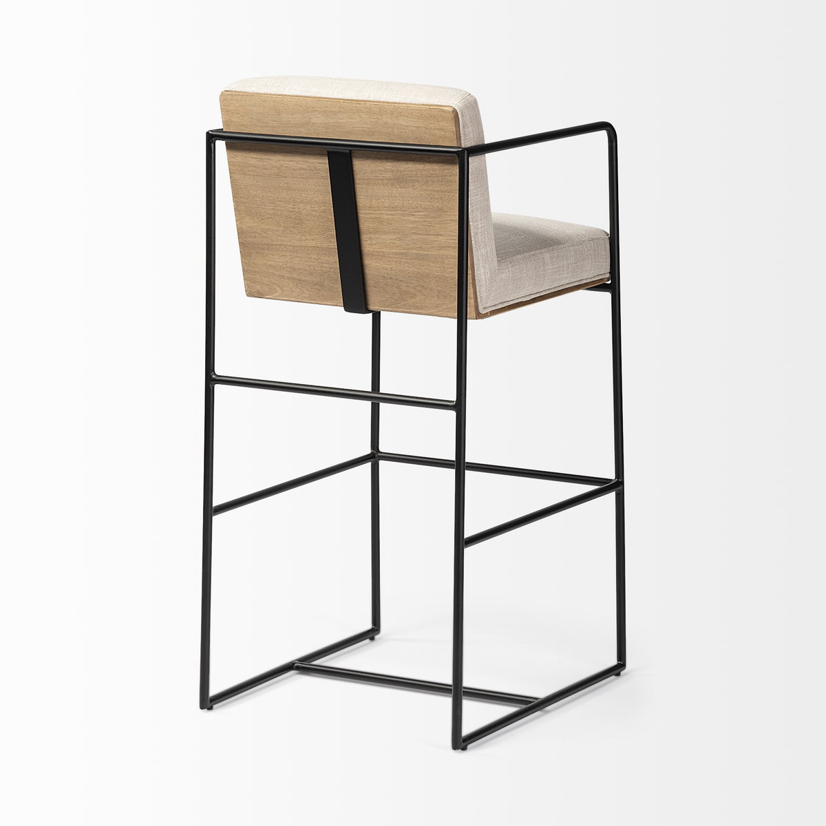 Stamford Backless 40in Seat Bar Stool | Beige Fabric with Black Metal, Counter & Bar Stool by Mercana, 18.25" length x 22.5" width x 40" height View 7