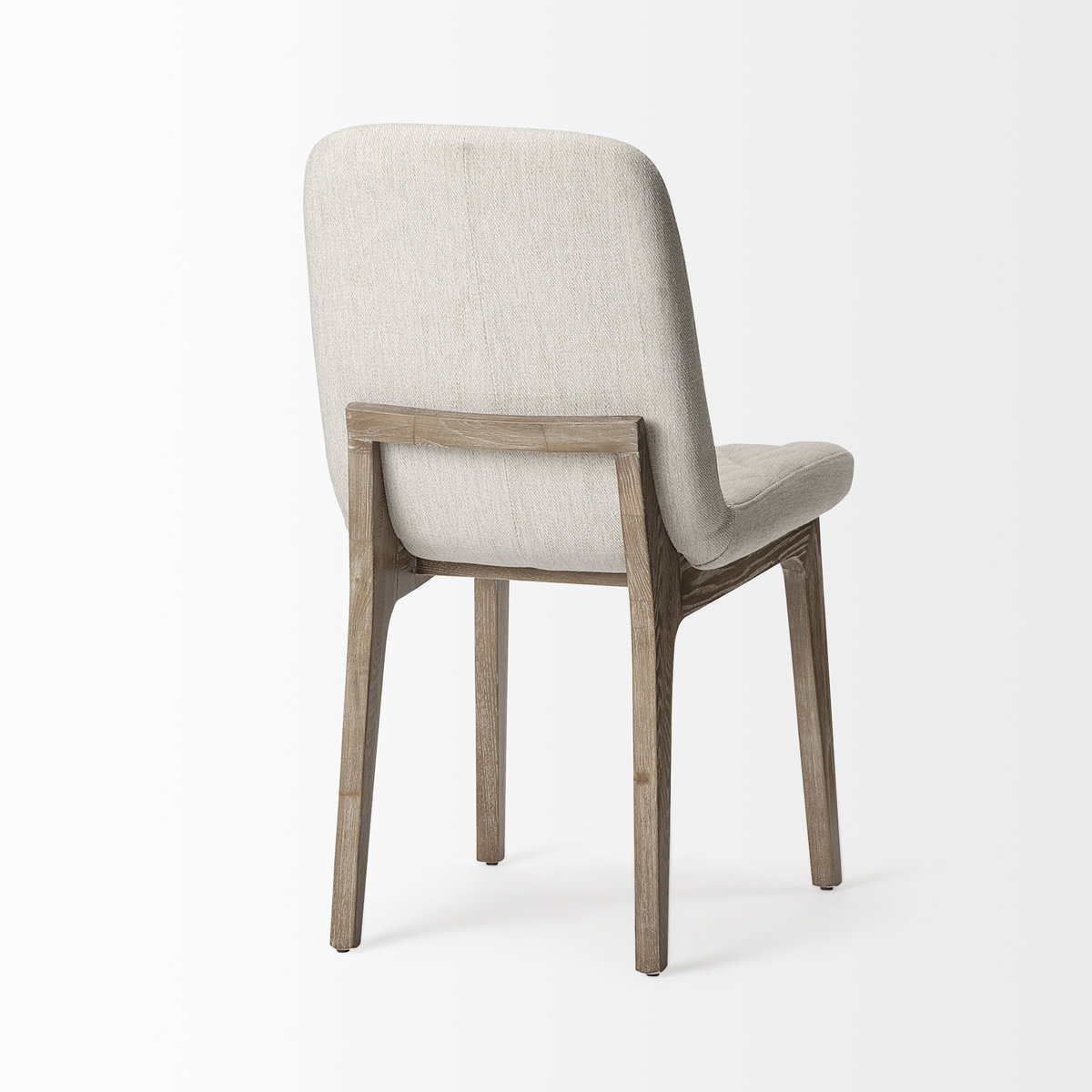 David Solid Back Dining Side Chair | Tuffed Cream Fabric with Brown Wood, Dining Chair by Mercana, 18.5" length x 26" width x 34.5" height View 9