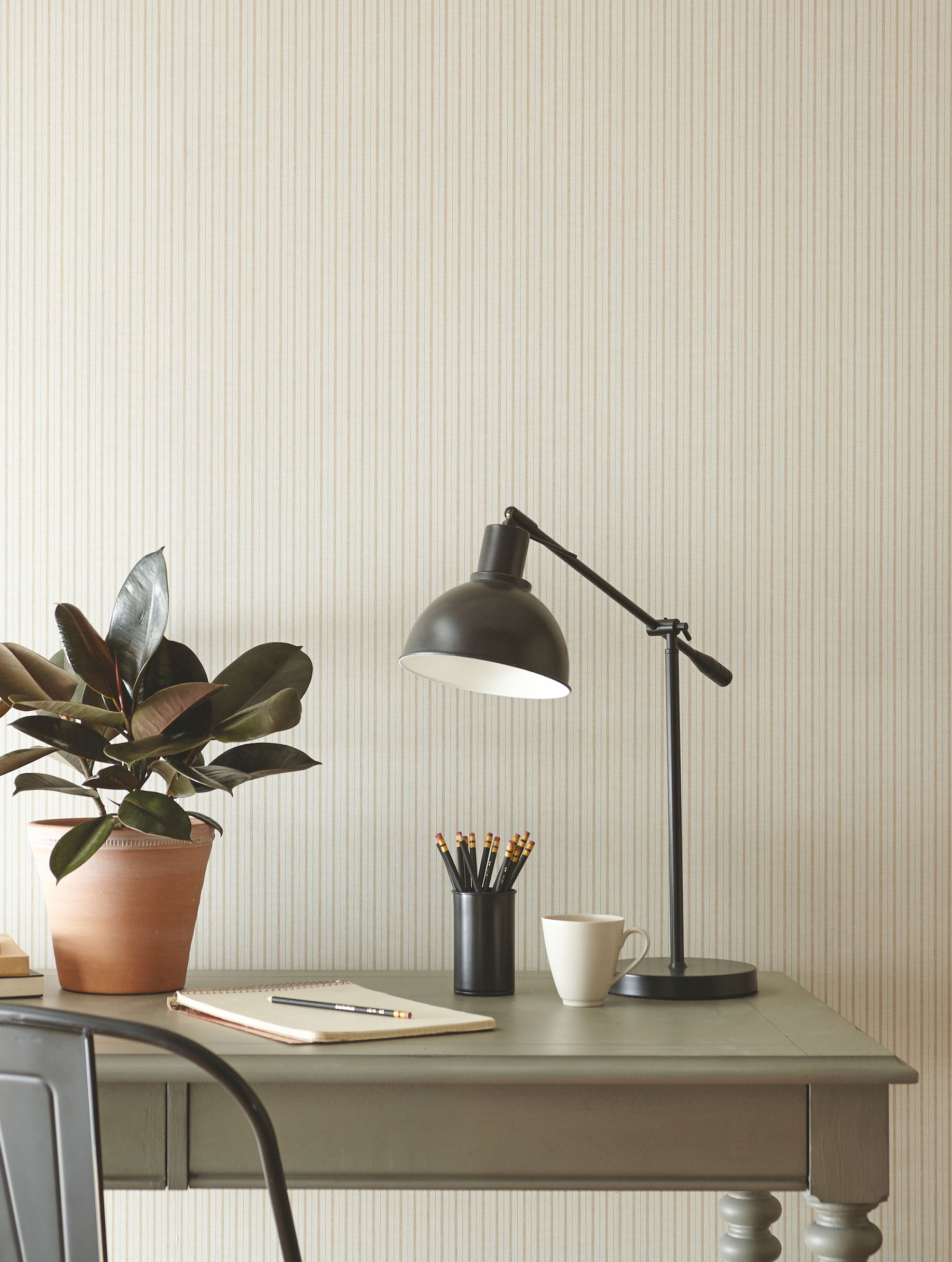 French Ticking Cream Wallpaper large image 