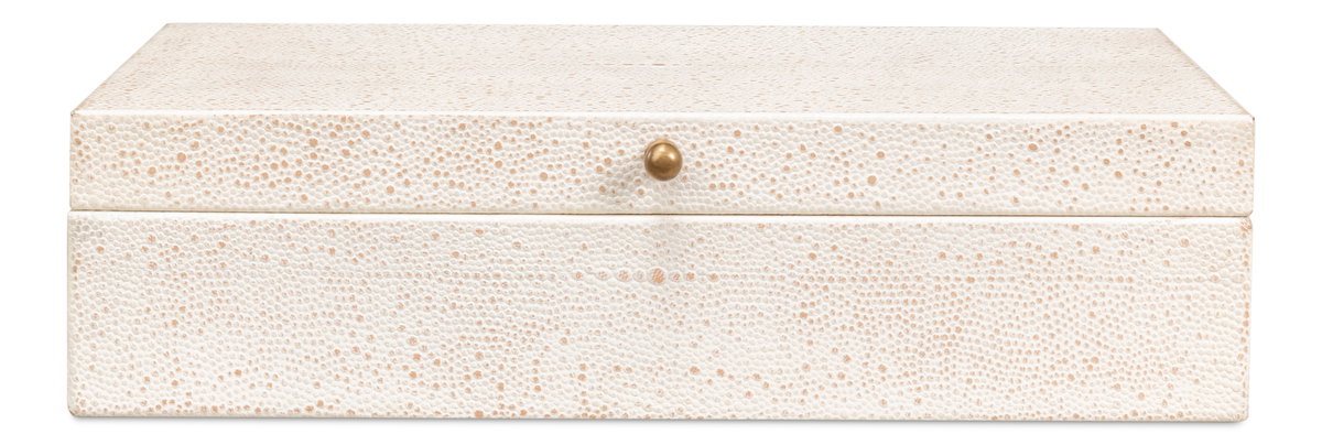 Gatsburg Shagreen Box Osprey White  S/2, by Sarreid, 6" length x 1' width x 3" height View 2
