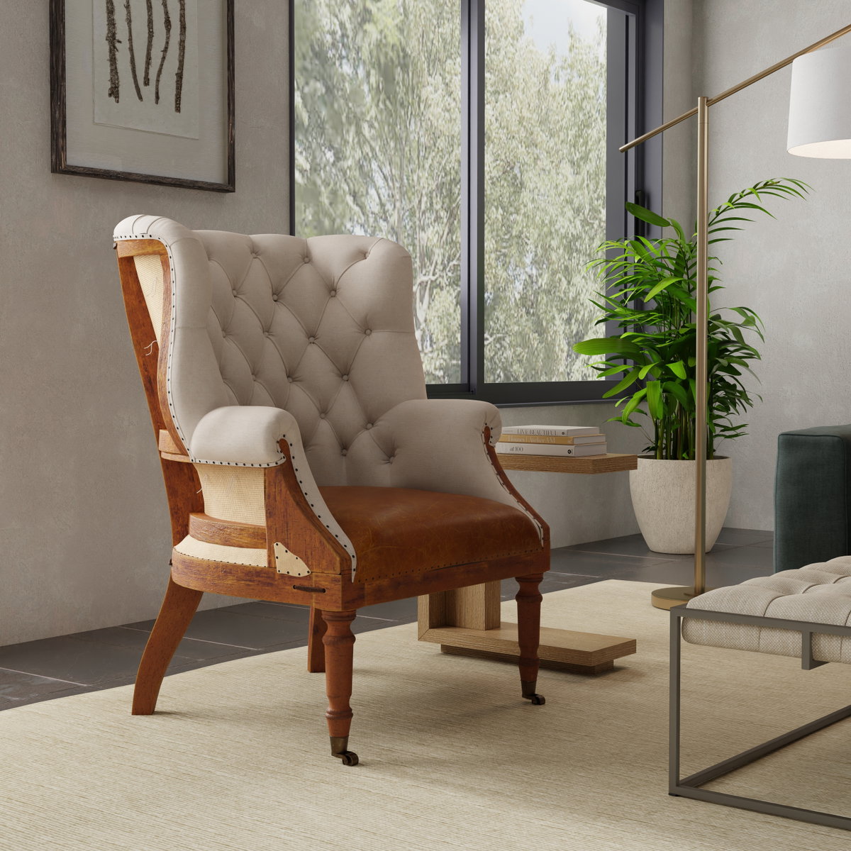 Cube Sofa, by Sarreid, 2'11" length x 7'4" width x 2'5" height View 15