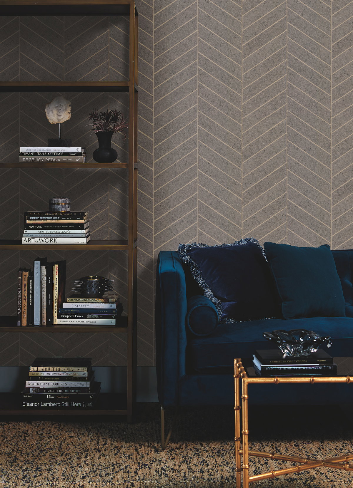 Atelier Herringbone Grey Wallpaper, by York Wall, 24' length x 3' width x 0.02" depth View 2