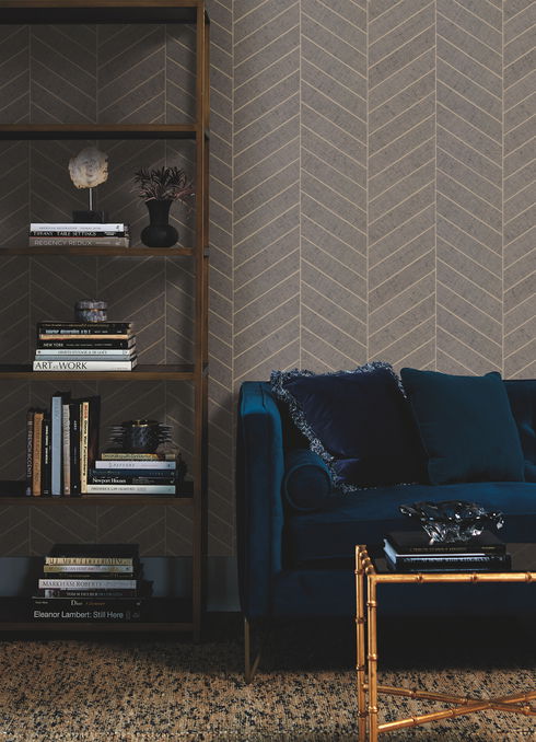 Atelier Herringbone Grey Wallpaper