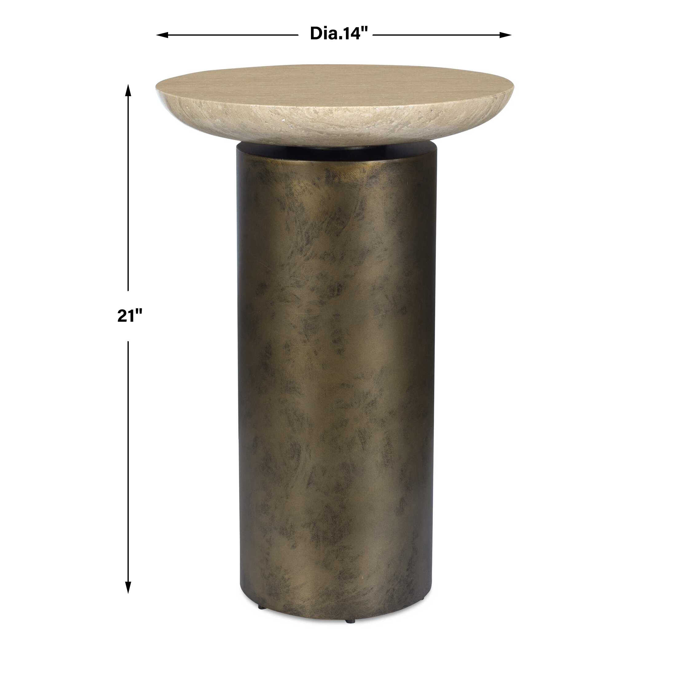 Oslo Brass Outdoor Accent Table, Furniture by Uttermost, 14" width x 21" height x 14" depth View 3