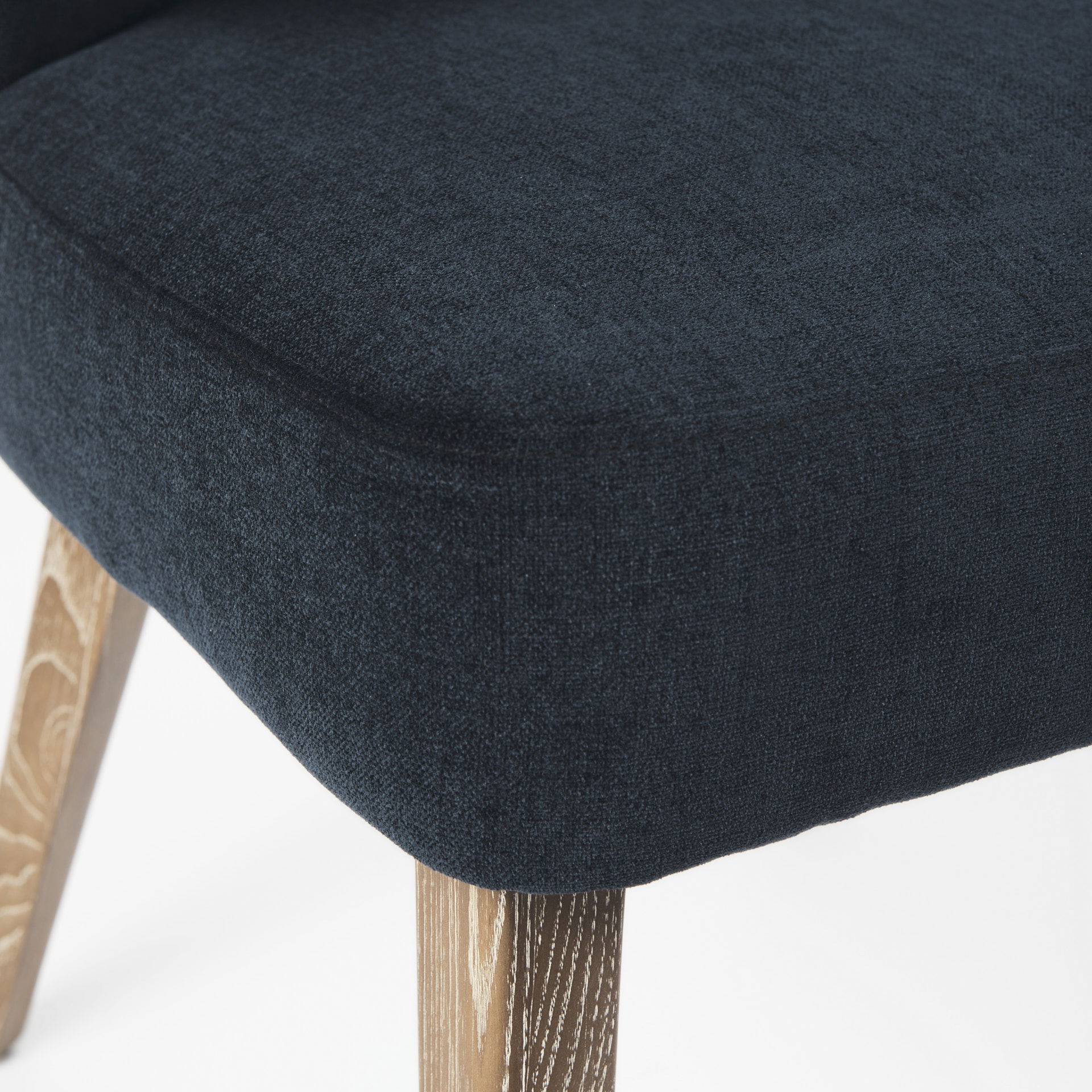 Niles 23.5L x 24.0W x 32.0H Navy Fabric Seat with Medium Brown Wooden Legs Wingback Dining Chair large image 