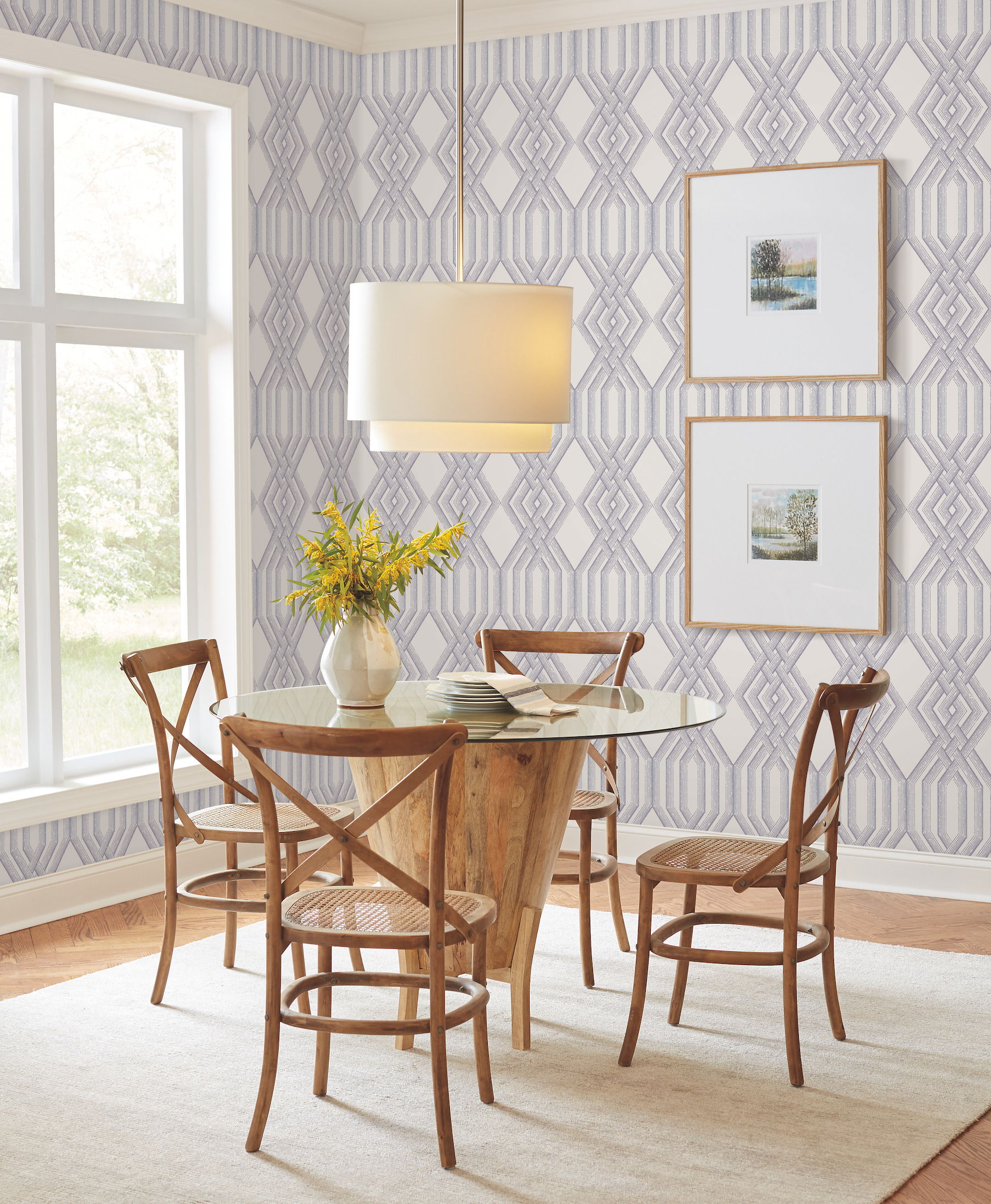 Etched Lattice Blue Wallpaper, by York Wall, 27' length x 2'3" width x 0.02" depth View 2