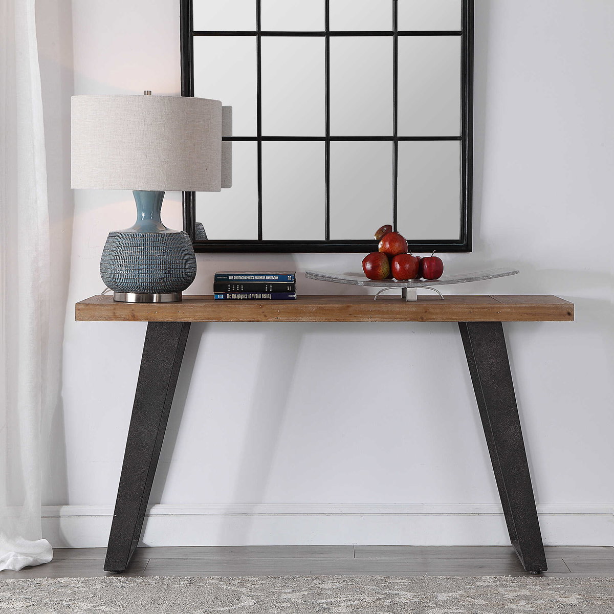 Freddy Weathered Console Table, by Uttermost, 55" width x 30" height x 15.75" depth View 2