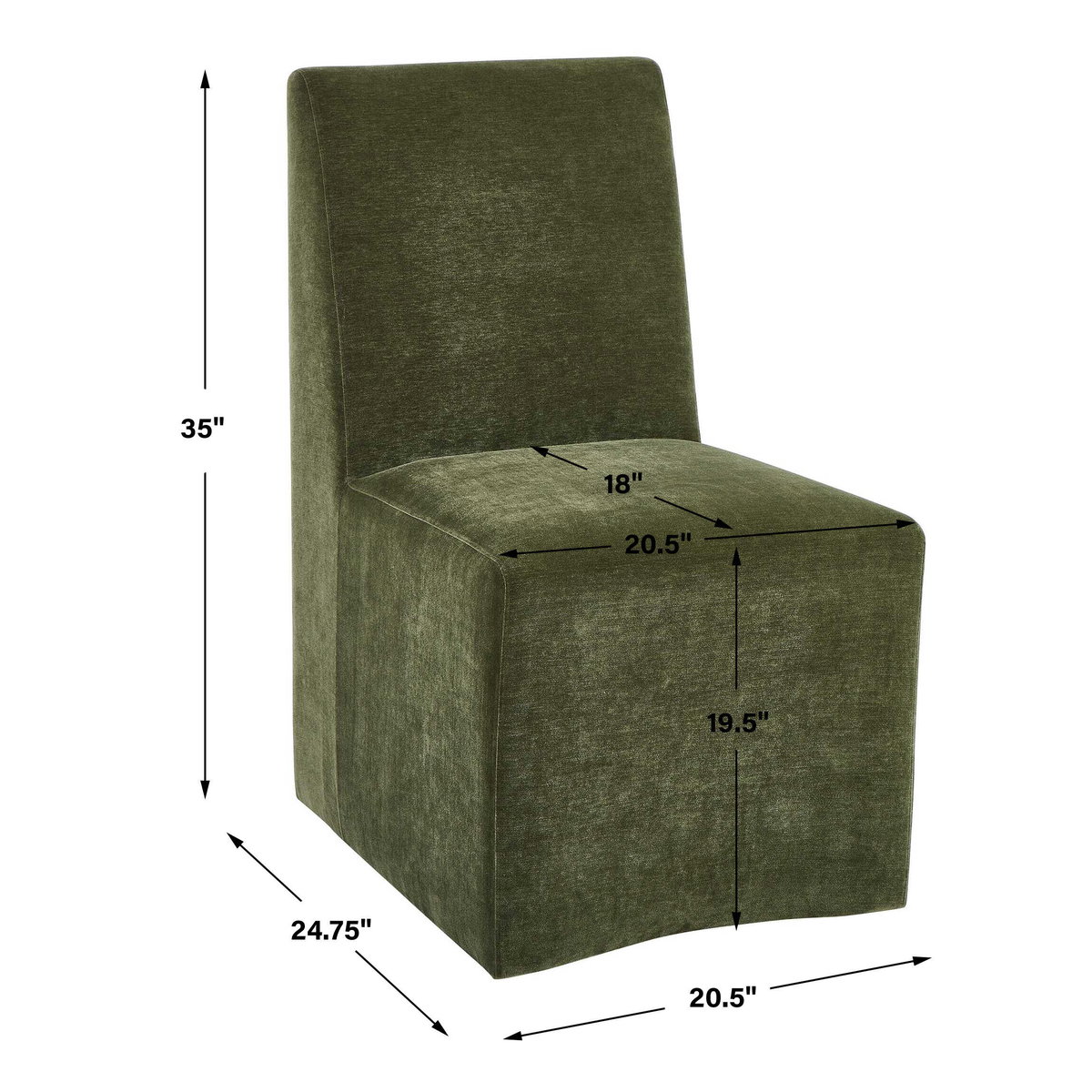 Moro Armless Moss Dining Chair, Accent Chair by Uttermost, 20.5" width x 35" height x 24.75" depth View 3