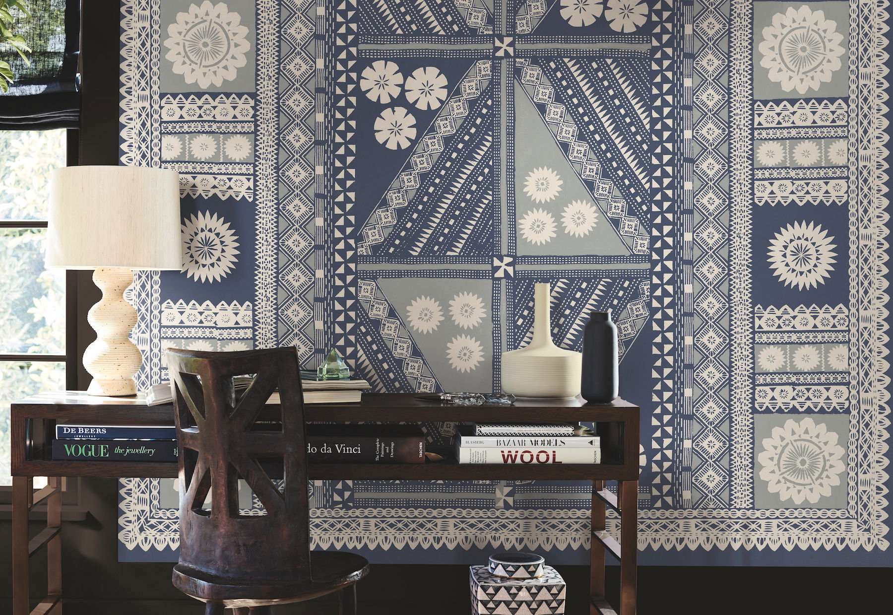 Tapa Indigo Wall Mural large image 