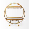 Carola Gold Frame Two-Tier Glass Shelves with Stemware Holder Bar Cart thumbnail 4