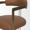 Hollyfield Curved Back Dining Side Chair | Brown Leather with Gold Iron, Dining Chair by Mercana, 20.5" length x 22.5" width x 29.5" height thumbnail 12